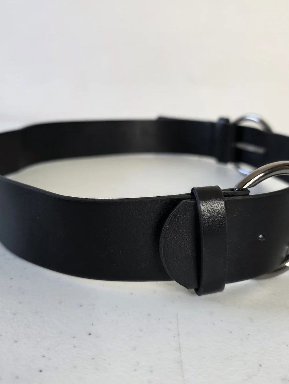 Double Buckle Black Belt Women's Size S Black Vegan Leather Punk Edgy